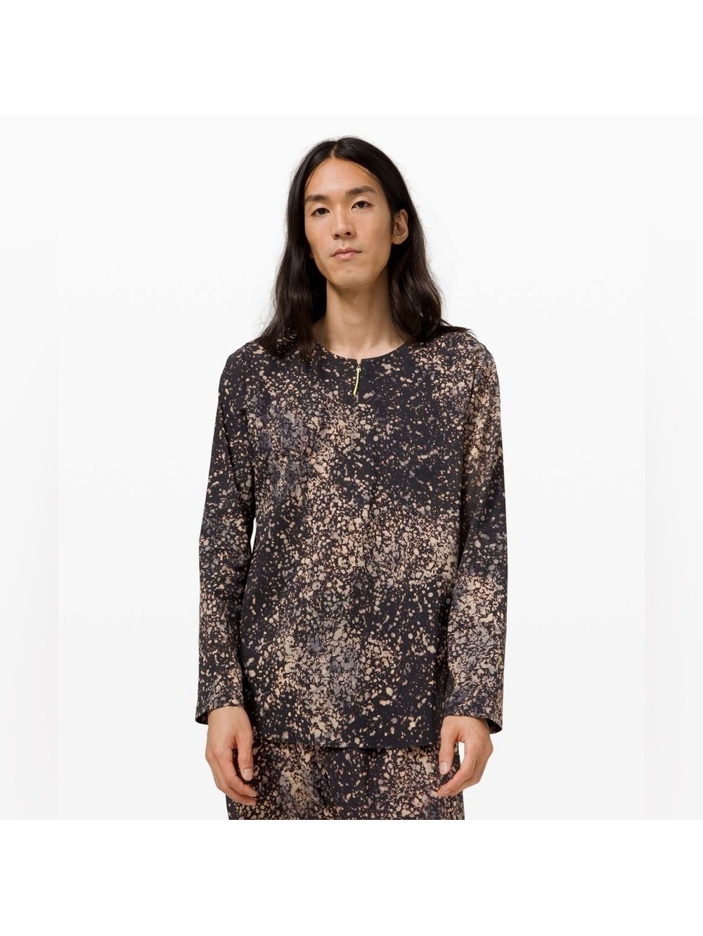 🆕✨ Lululemon LAB Ashta Henley Long Sleeve - Planet Surface Black Granite Multi